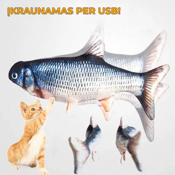Judantis žaislas katėms su įkraunama baterija - Žuvis