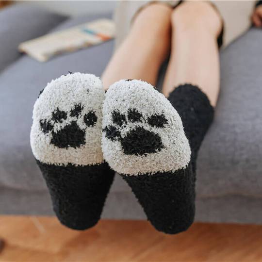 Šiltos ir jaukios kojinės namams - Katino pėdutės